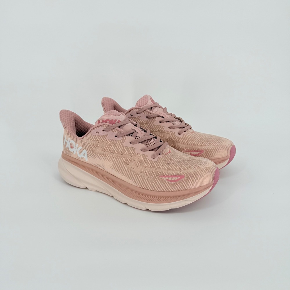 Hoka Clifton 9 Running Shoes Womens 11 Mens 10 Pink Mauve Athletic Gym Workout